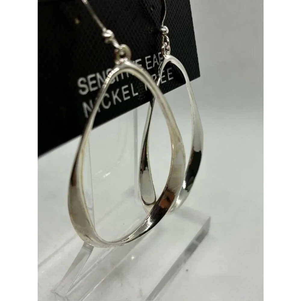 3For$20 Silver-Tone Blue Evil Eye Dangle Hoop Earrings - Women Jewelry